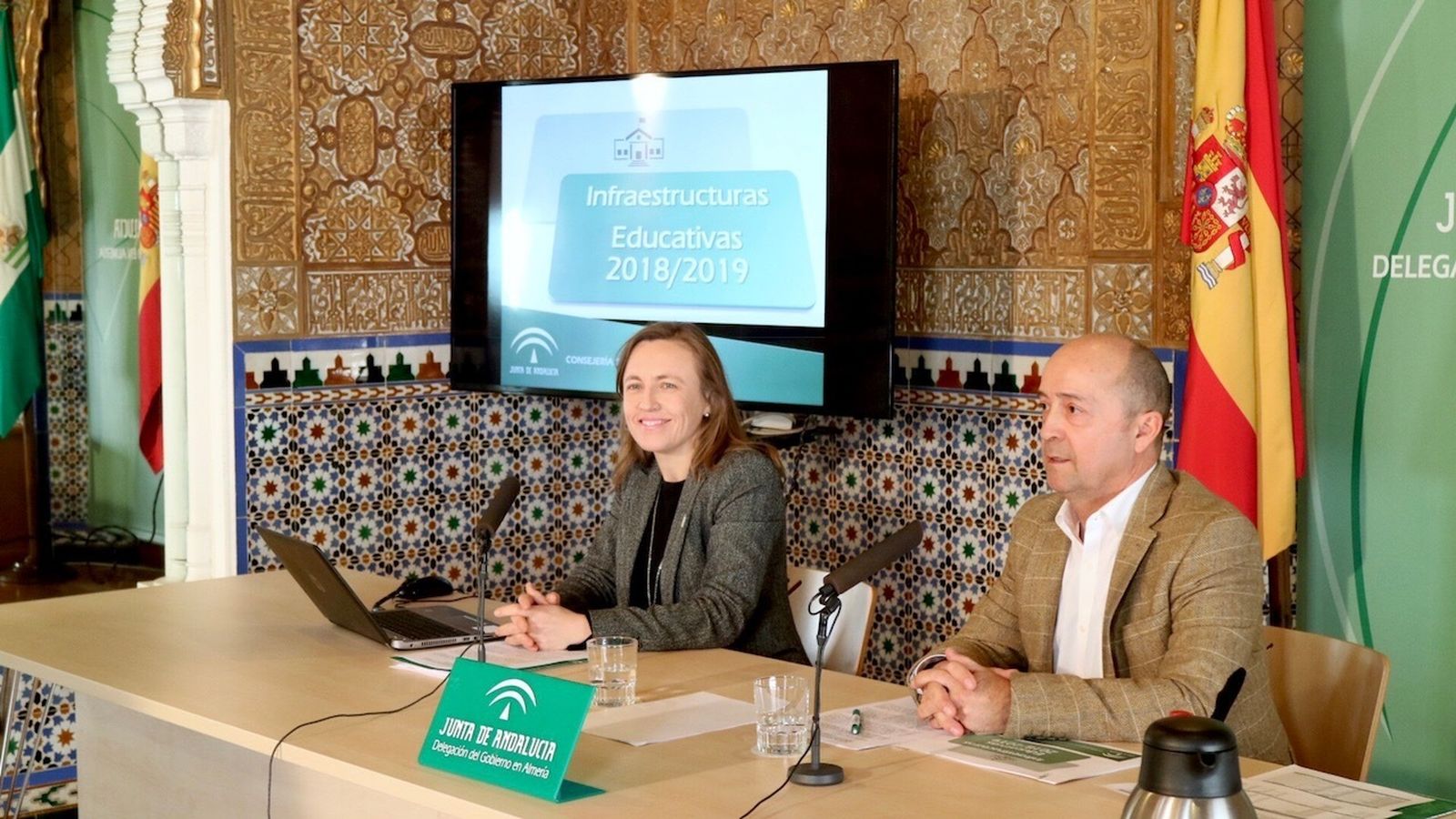 La delegada de Educación durante la rueda de prensa sobre infraestructuras.