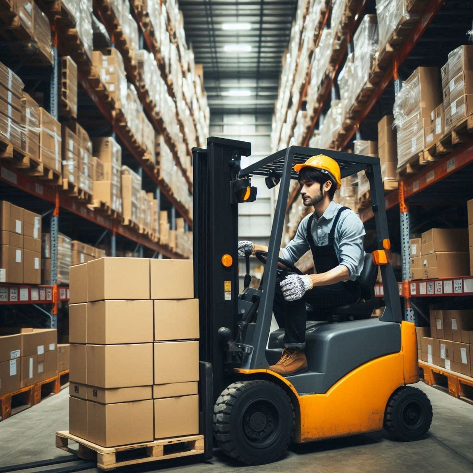 Un trabajador con una carretilla.