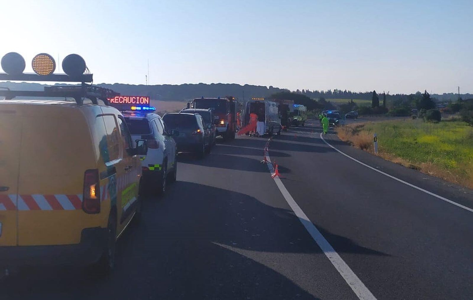 El lugar del accidente en la mañana de este domingo.