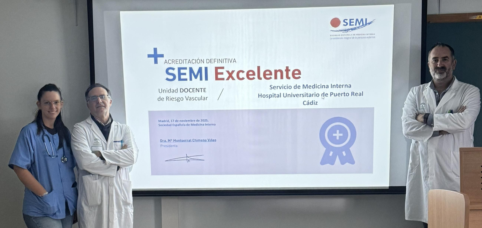 Acreditación con nivel docente para la Unidad de Riesgo Vascular del Hospital de Puerto Real