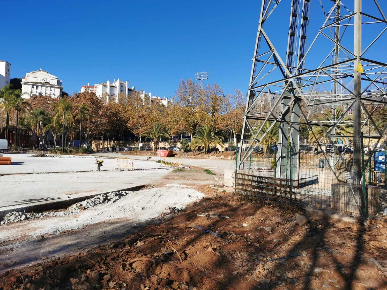 Las obras de la pista de atletismo.
