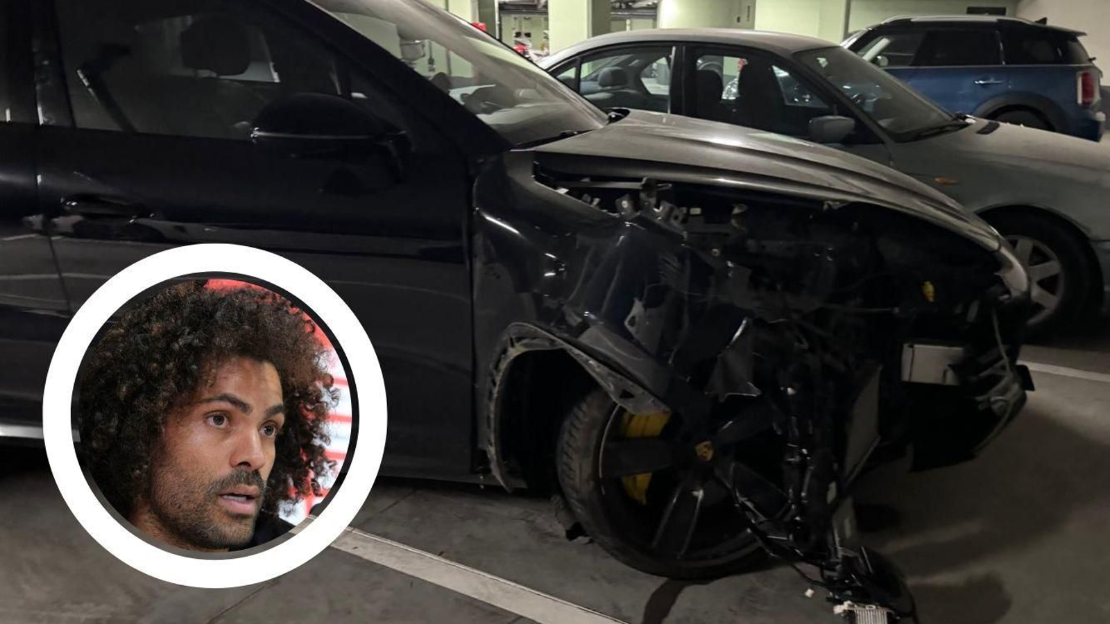 El vehículo particular del futbolista quedó dañado tras el incidente.