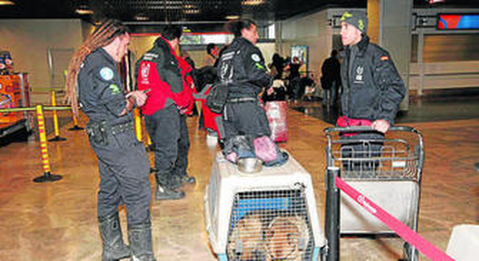 Miembros de la Unidad Canina de Huelva, el pasado enero.