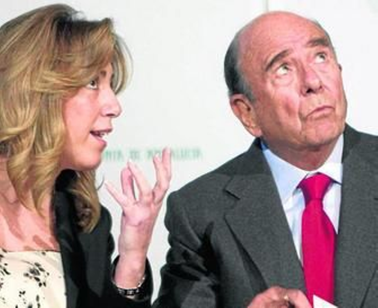 Susana Díaz y Emilio Botín comparecen ante la prensa después de su reunión del pasado mes de enero.
