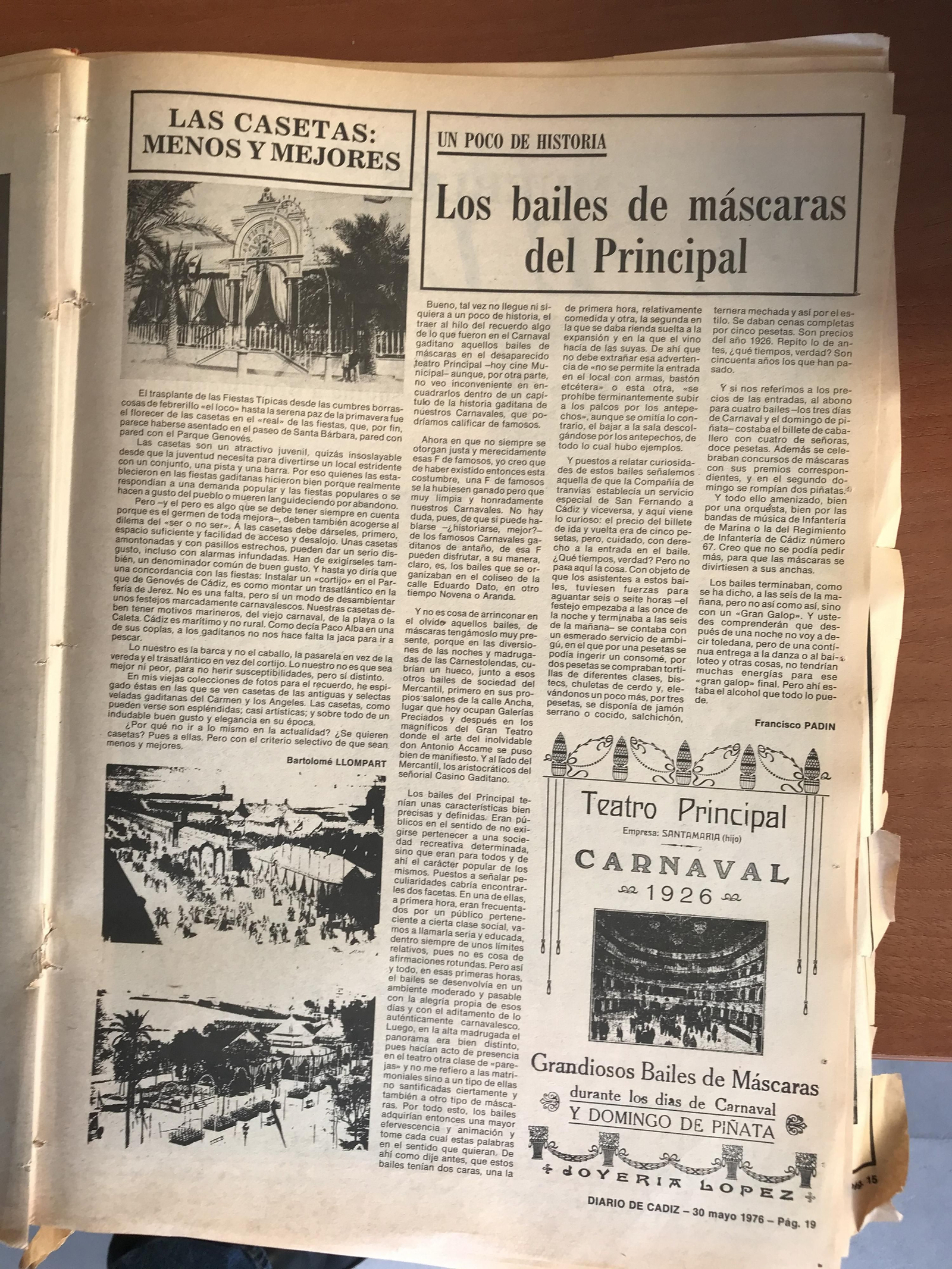 Recuerdos del Diario del Carnaval de 1976