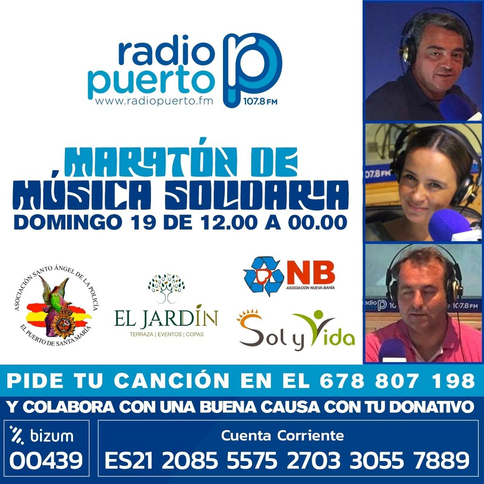 Radio Puerto y El Jardín organizan el I Maratón de Música Solidaria el próximo domingo 19.