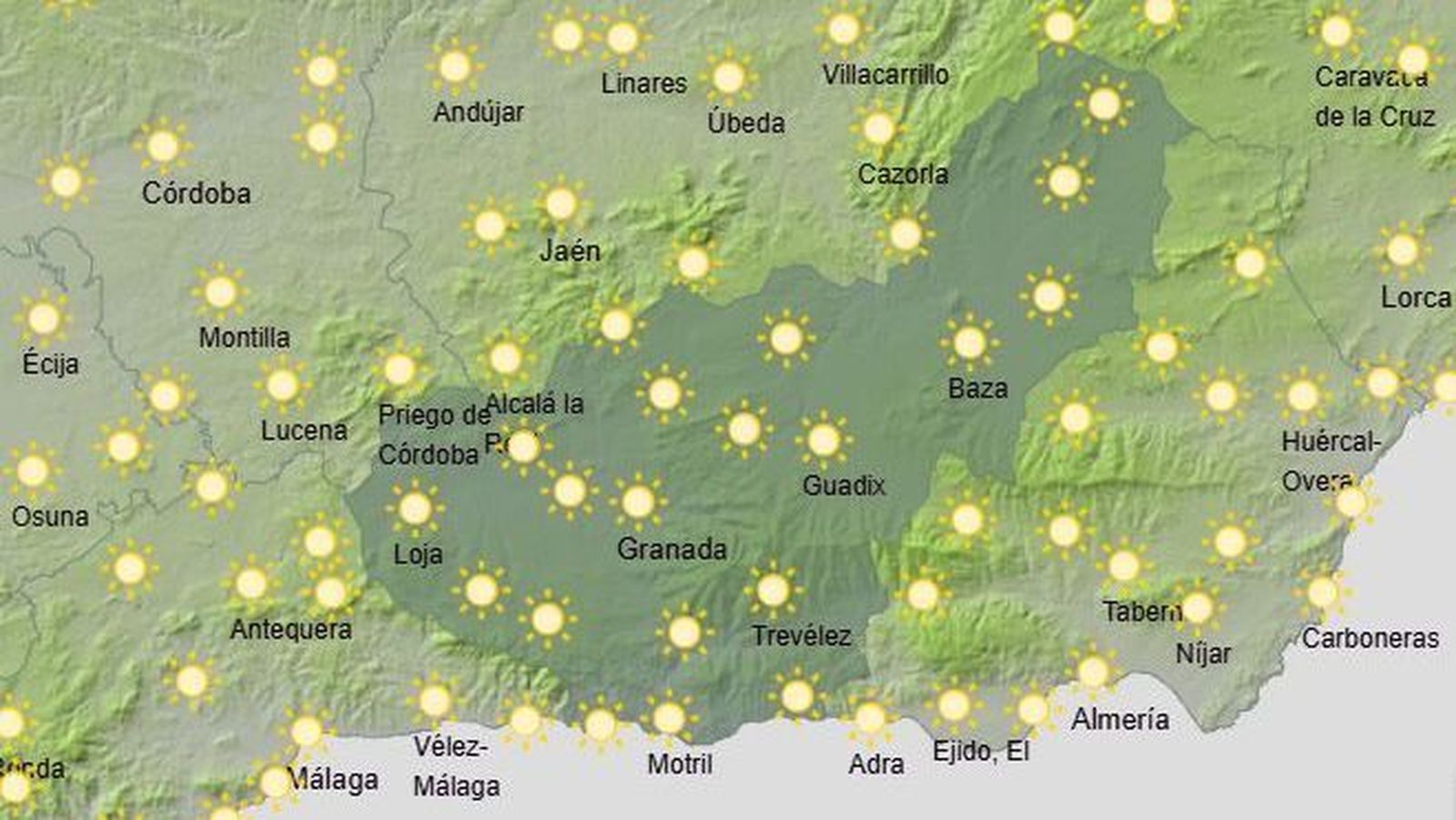 El Tiempo en Granada el penúltimo fin de semana de 2026
