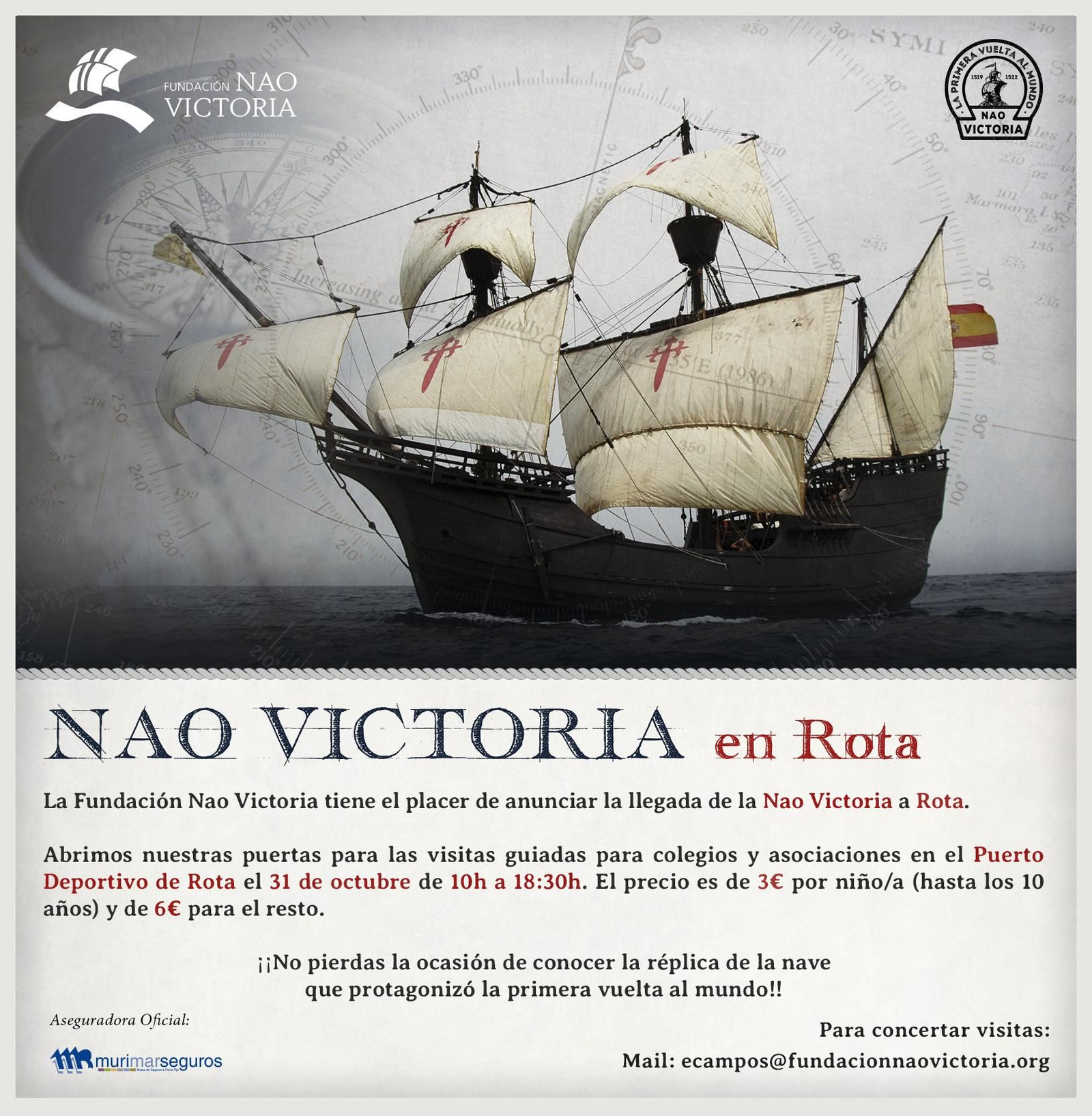 Cartel anunciador de la visita a Rota.