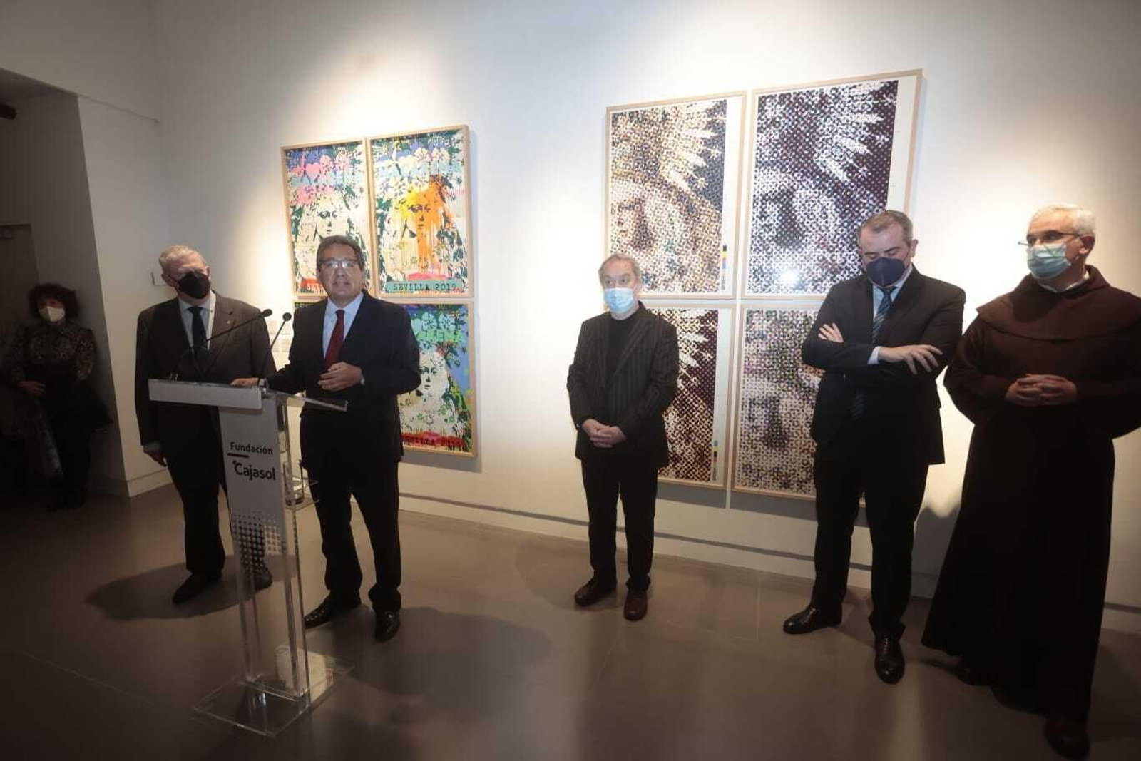 Francisco Vélez, Antonio Pulido, Manuel Cuervo, Francisco Ros y Juan Dobado en la presentación de las exposiciones.