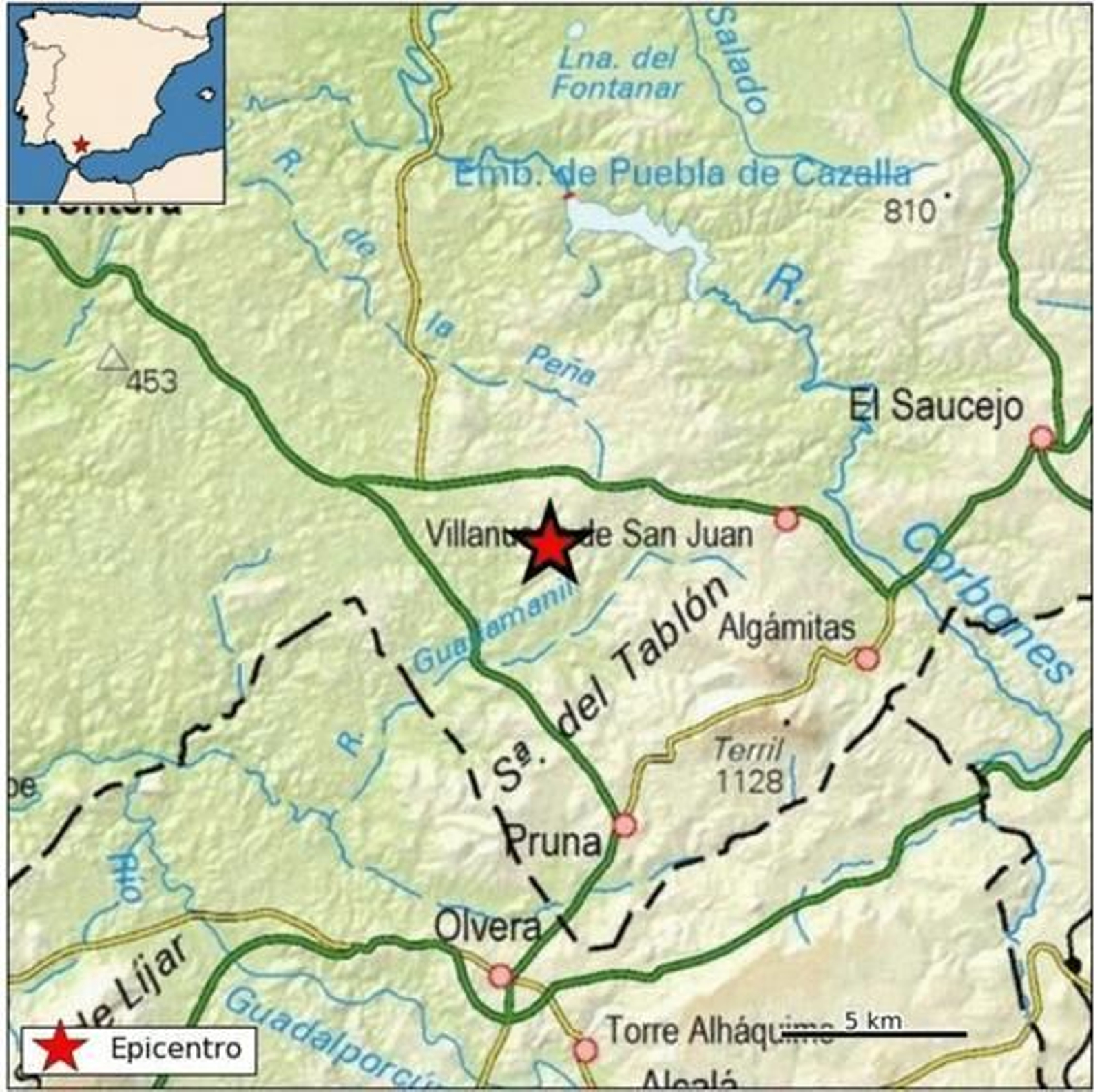 Punto en el que se ha registrado el seísmo.