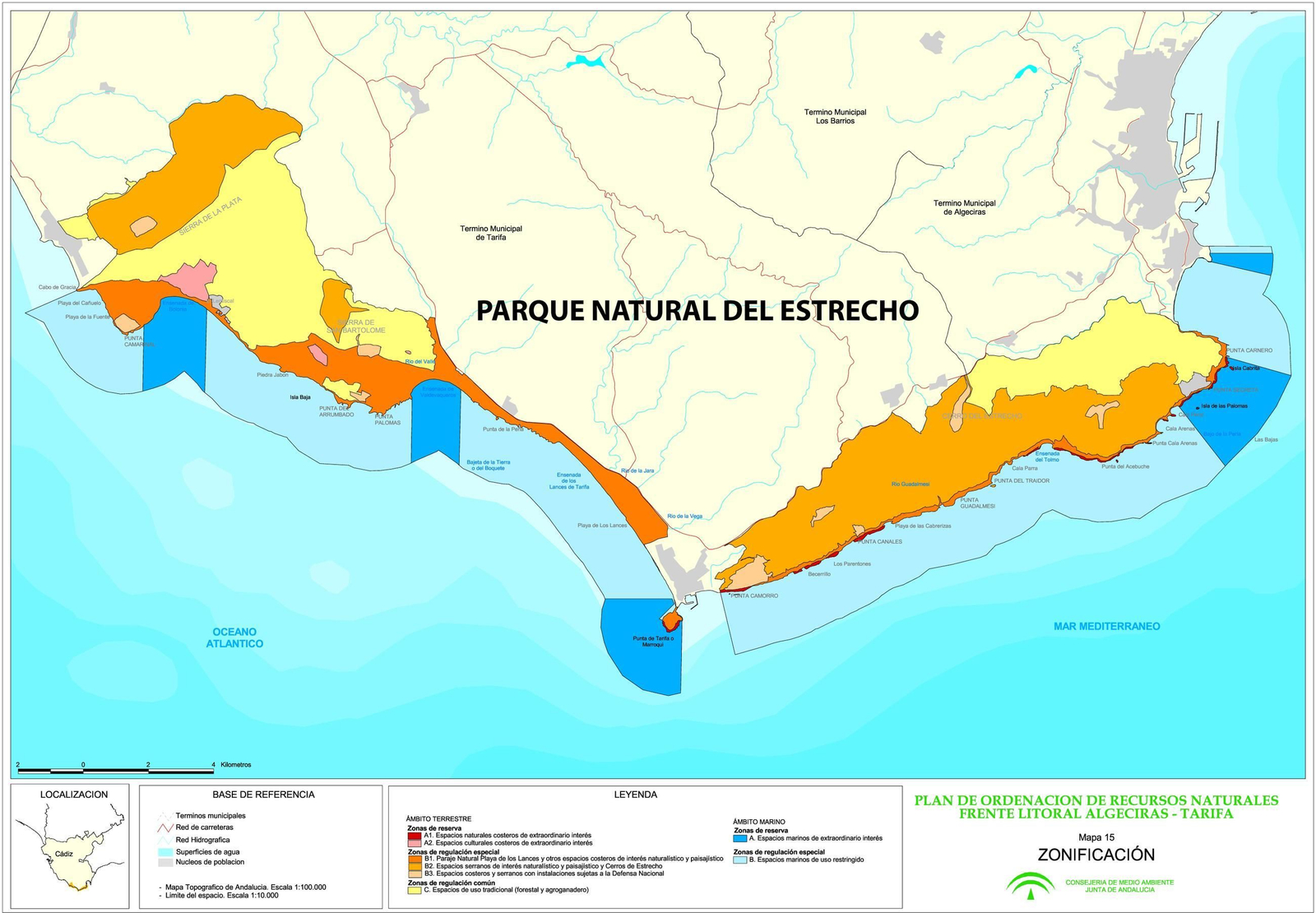Plano localización del Parque Natural del Estrecho Plano localización del Parque Natural del Estrecho