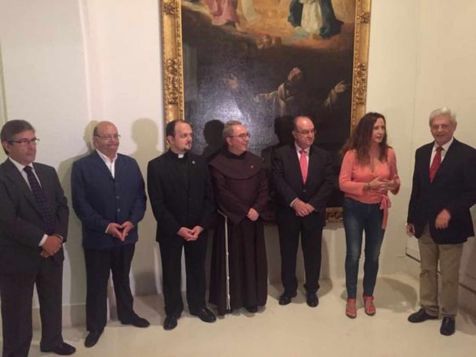 Emilio Bienvenido, Alfonso Caravaca de Coca, padre Juan Enrique Sánchez, fray Francisco González Ferrera, Miguel Morgado, la consejera Remedios Palma y Juan Alonso de la Sierra.  Foto: Ignacio Casas de Ciria