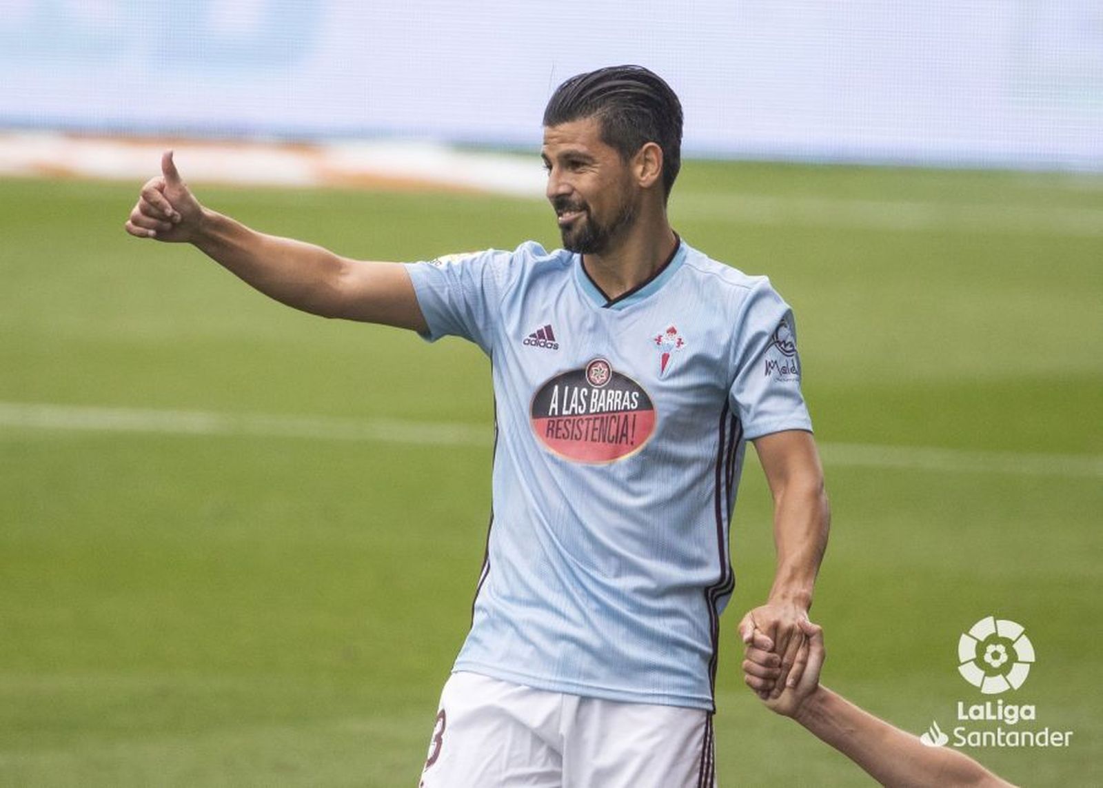 Nolito celebra una de sus acciones exitosas en su debut con el Celta.