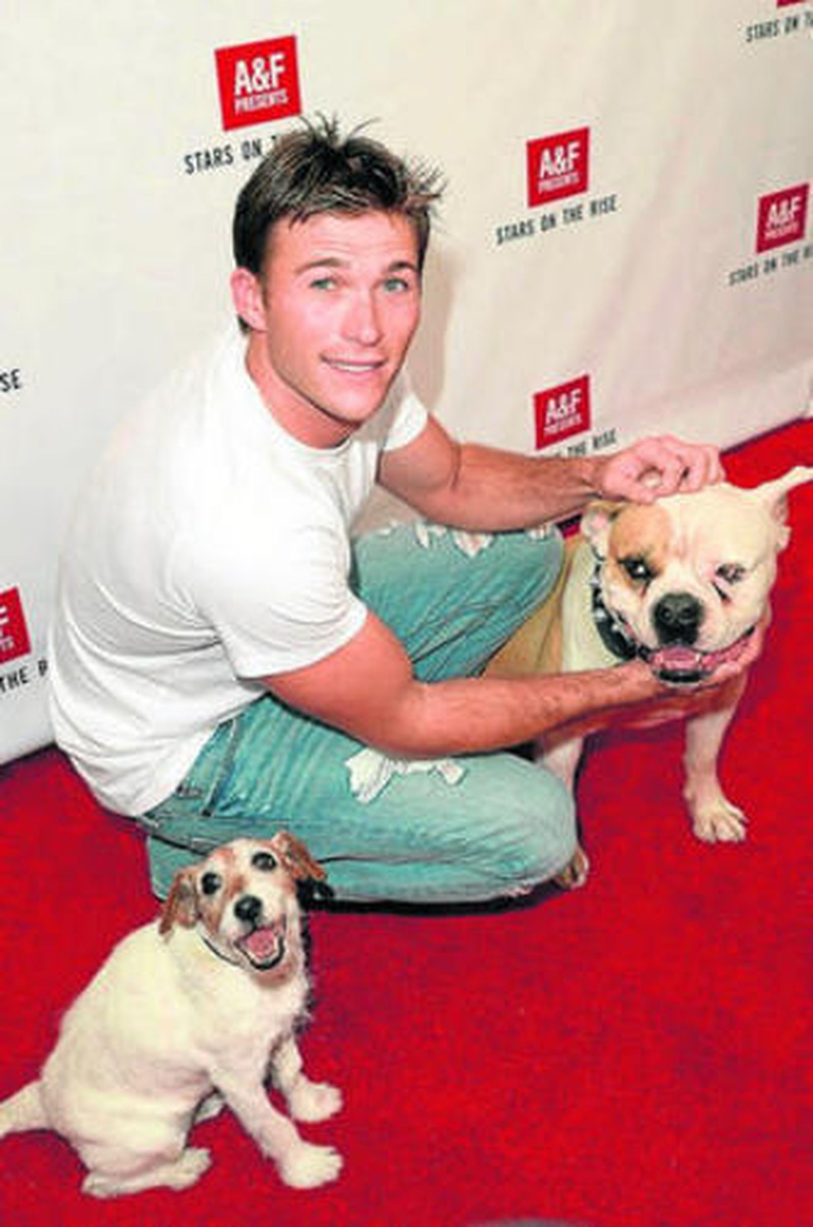Con unos perritos, en la alfombra roja de un festival de cine.