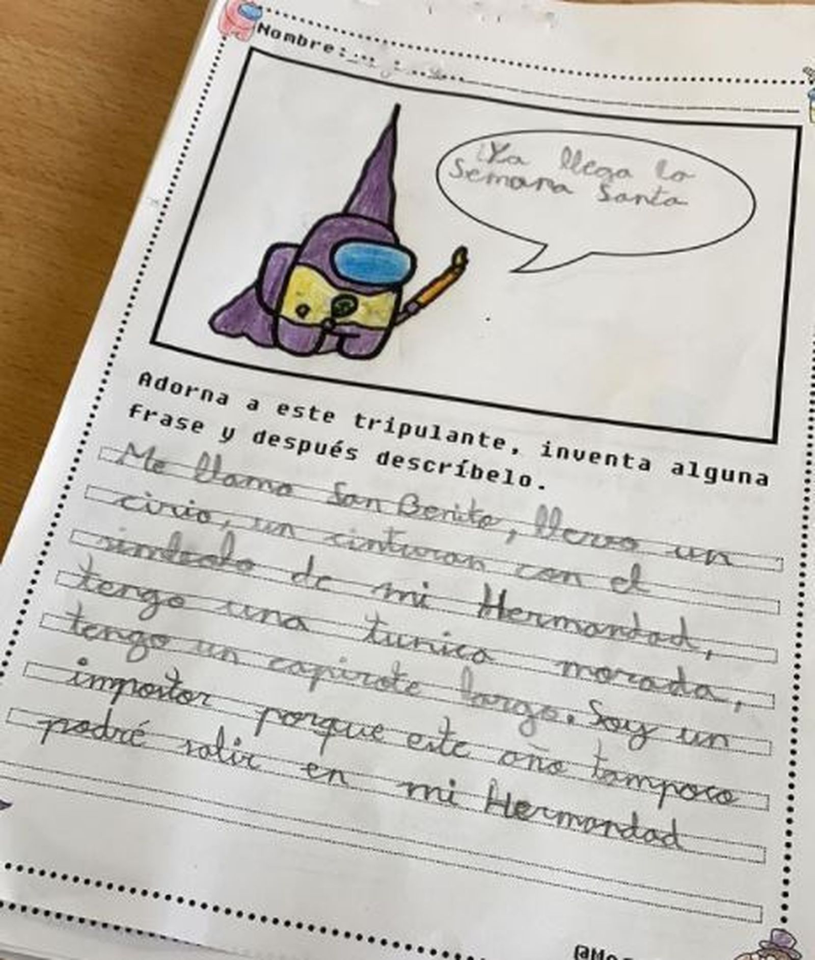 De personaje de Among Us a nazareno de San Benito, el viral dibujo de un niño de Sevilla