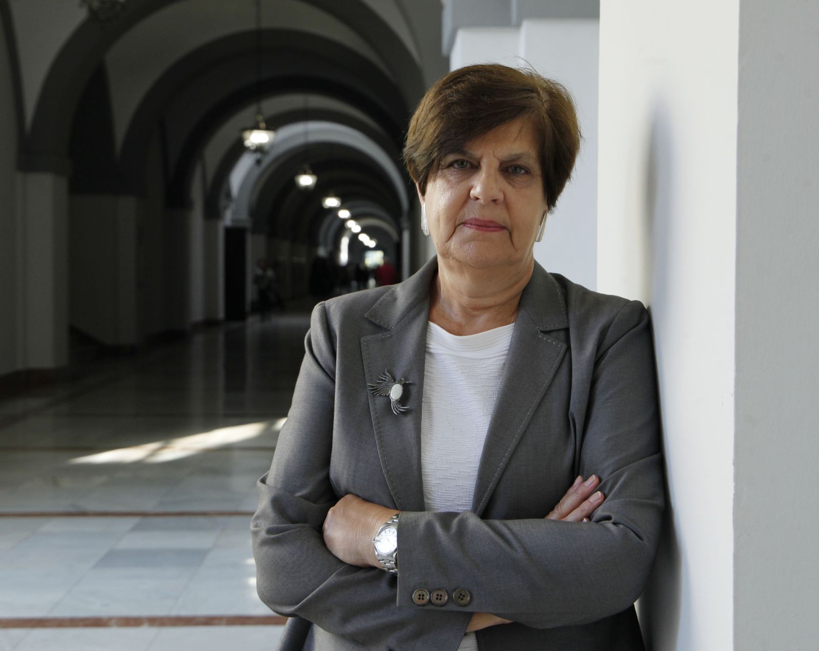 Joséfina Cruz Villalón, en la Fábrica de Tabacos, durante un momento de la entrevista.