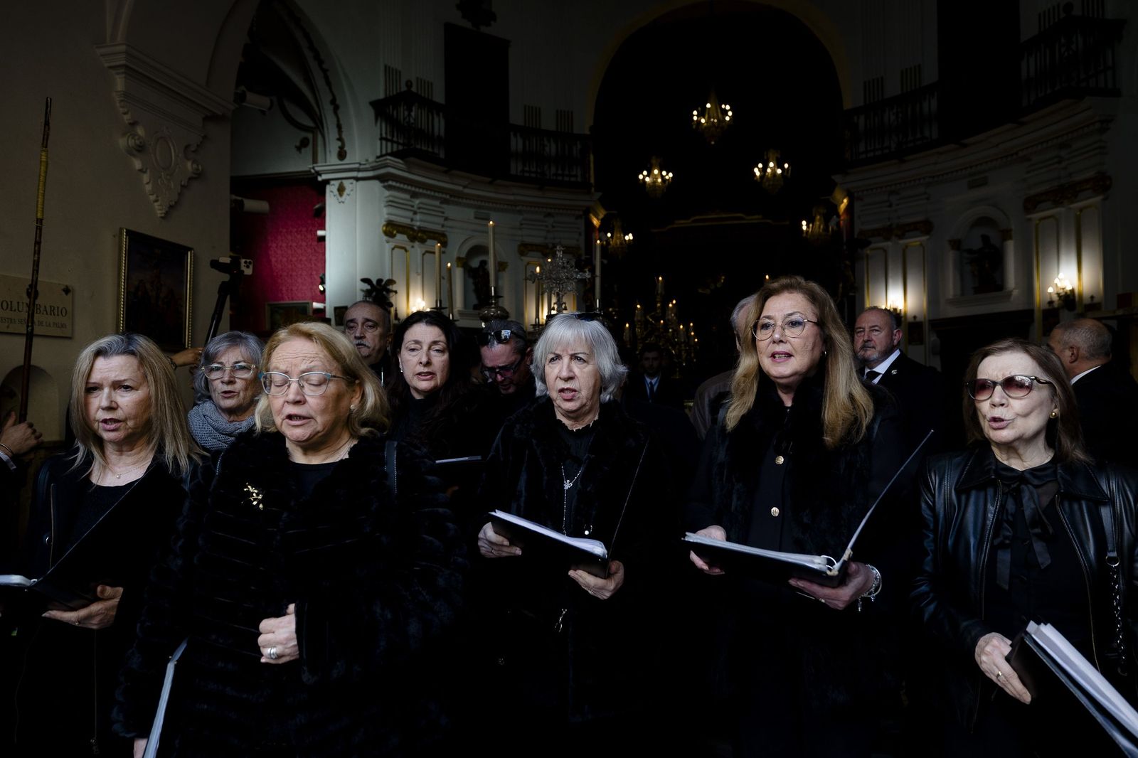 Las imágenes del vía crucis del Cristo de la Misericordia, de la hermandad de La Palma, a la Catedral
