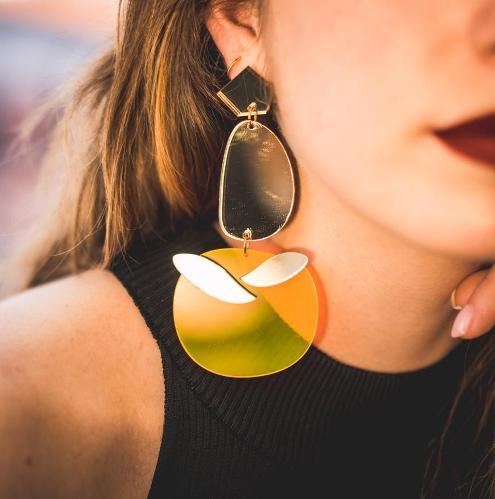 Maxi pendientes Sunset Tangerina