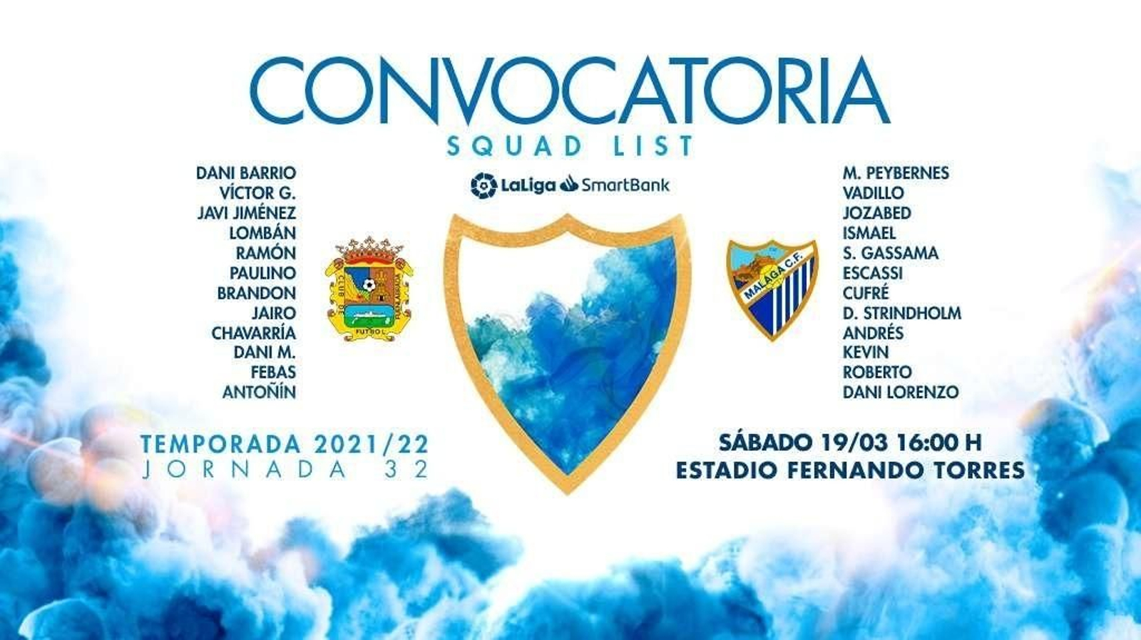 La convocatoria del Málaga CF para visitar al Fuenlabrada.