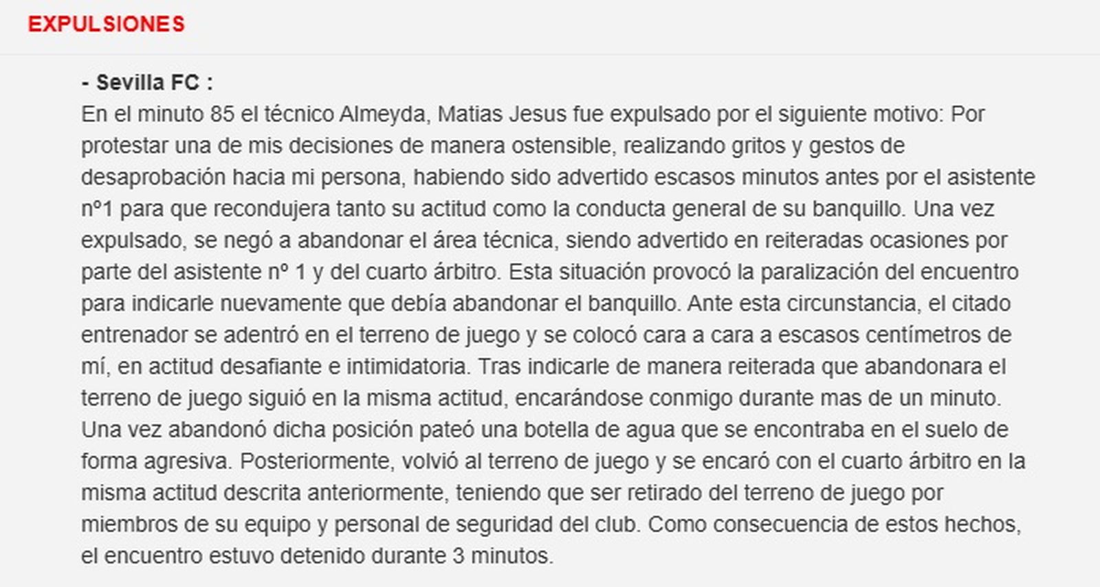 Acta de la expulsión de Almeyda