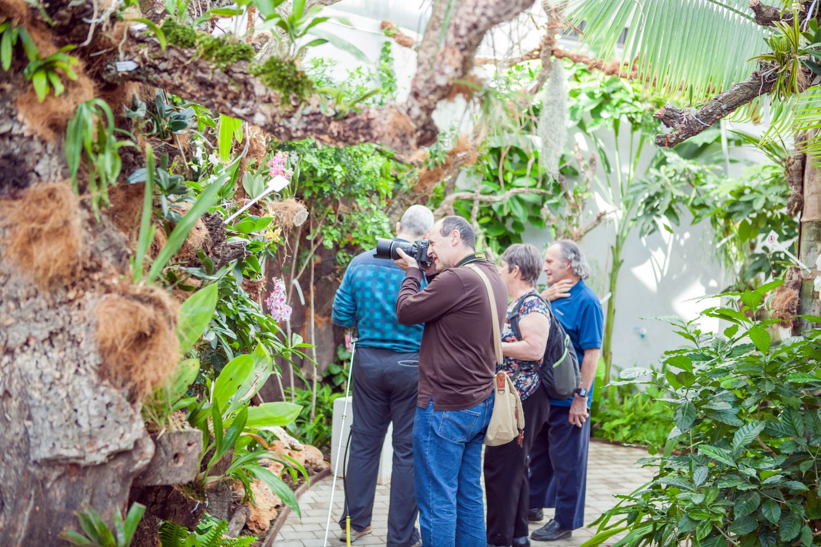 Un turista toma imágenes en el Orquidiario de Estepona