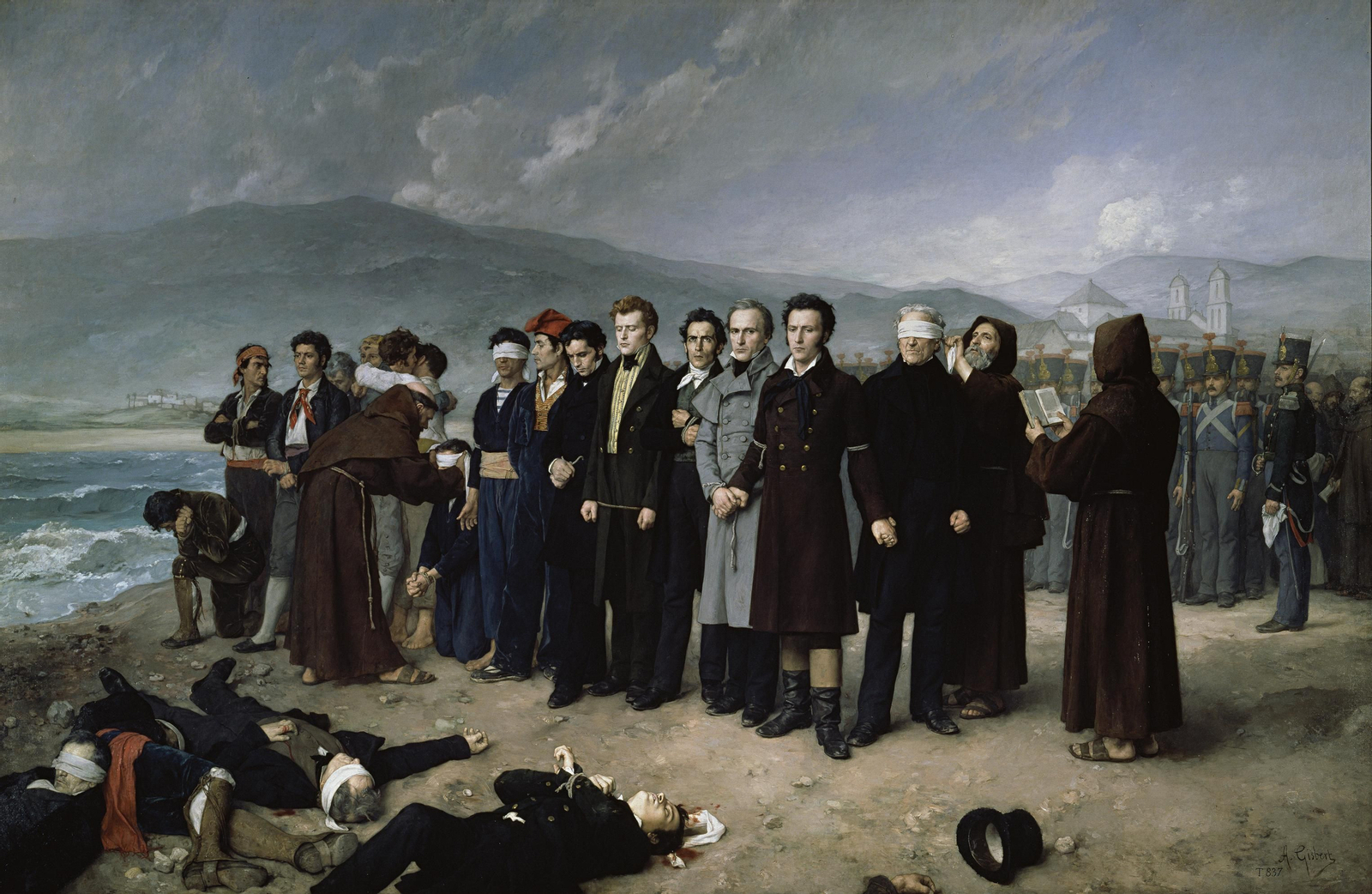 'Fusilamiento de Torrijos en la playa de San Andrés' (1888) por Antonio Gisbert. El bravo general, que había formado parte de la colonia de exiliados liberales en Inglaterra, fue ejecutado en Málaga tras el fallido pronunciamiento de 1831.