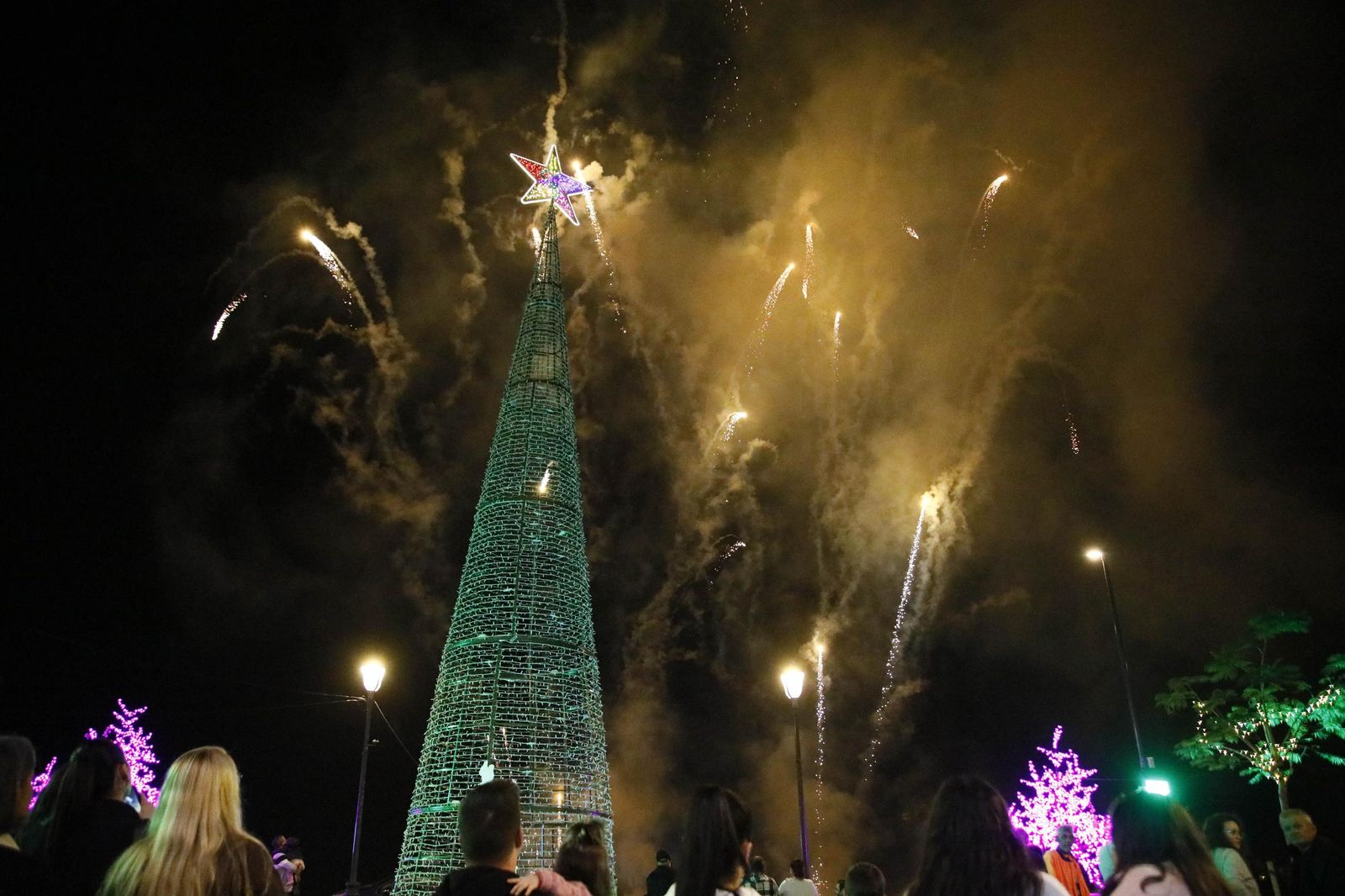 Las imágenes del encendido de la iluminación navideña en el Hospital Torrecárdenas de Almería