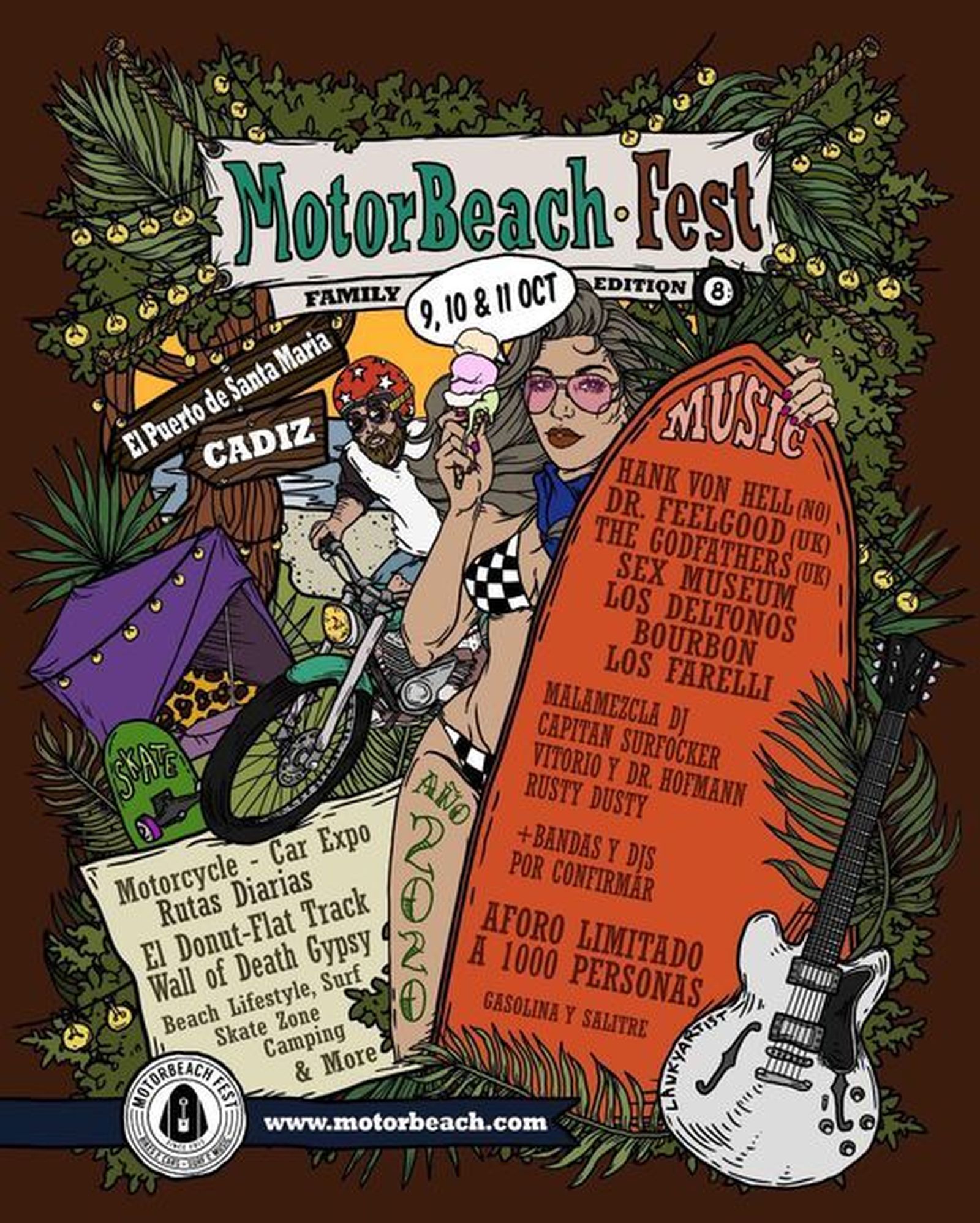 Uno de los carteles que anuncia el Motor Beach Festival en El Puerto.