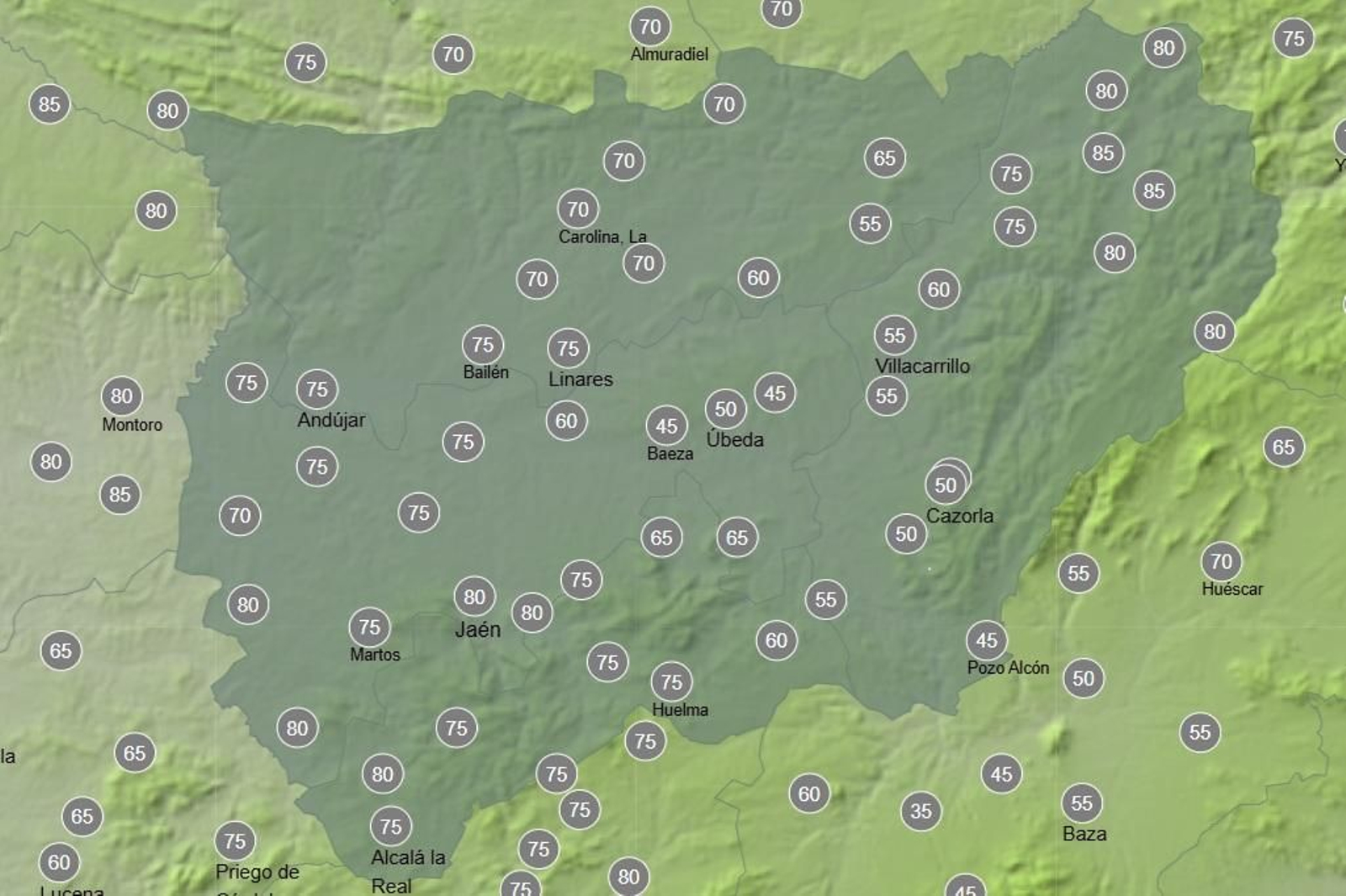 La probabilidad de tormentas en las primeras horas del día.