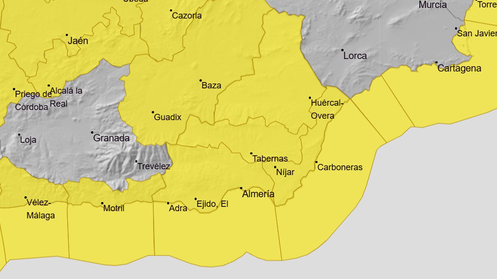 Mapa de alertas activas para el martes 11 de marzo.