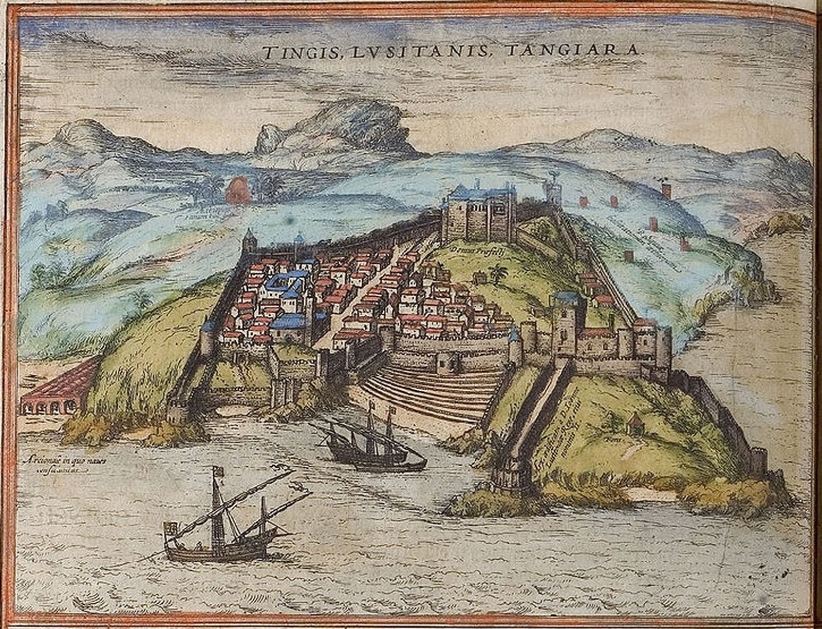 Tánger. Lámina de Georg Braun, Frans Hogenberg Civitates Orbis Terrarum (1572).