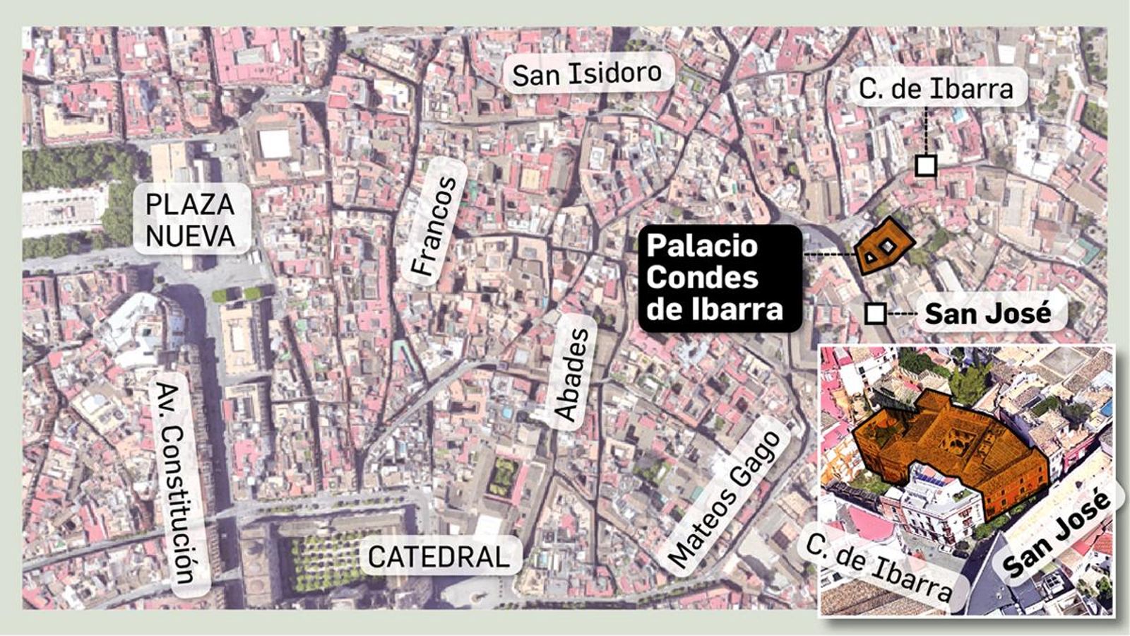 La localización de la casa palacio en la calle San José.