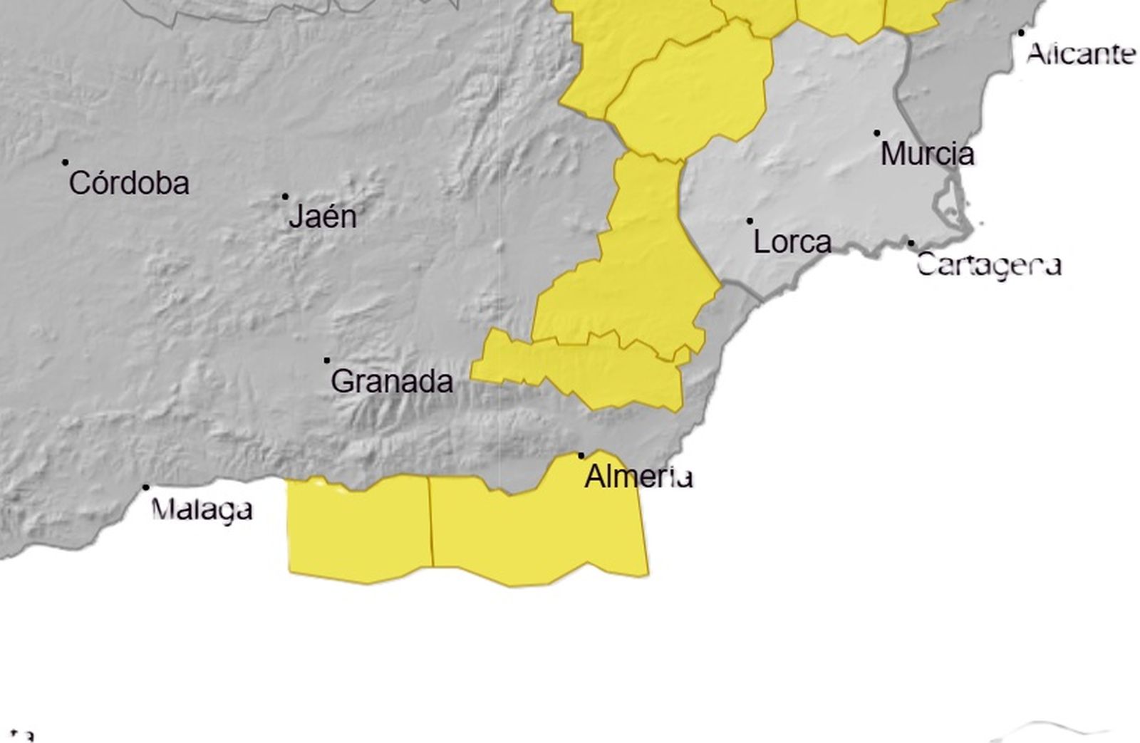 Alerta amarilla por viento y oleaje en Almería para el viernes 9 de enero.