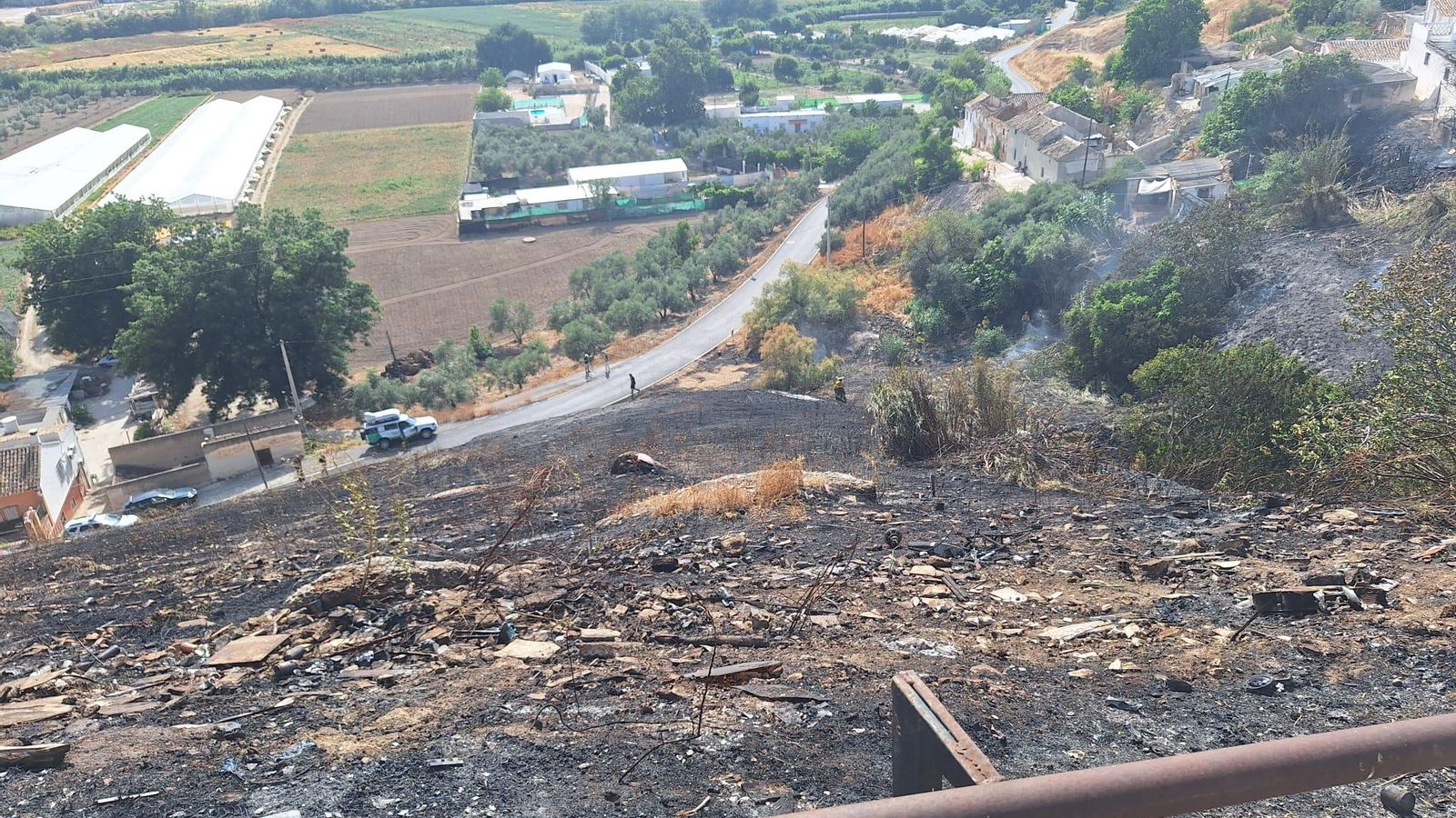 Incendio controlado en Puente Genil. Incendio controlado en Puente Genil.