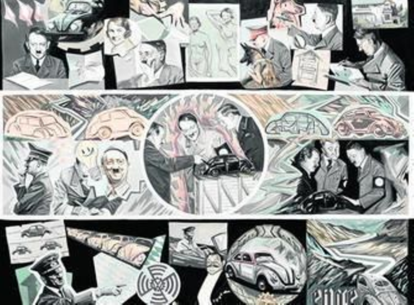 Una incomodidad nerviosa. Las imágenes de Hitler posando de las más diversas maneras, entregado a celebrarse con los suyos, con su amante Eva Braun, con Himmler, Göring o Goebbels y hasta con sus perros, inundan los cuadros de María José Gallardo, haciendo que la radiante felicidad que destilan turbe al espectador.