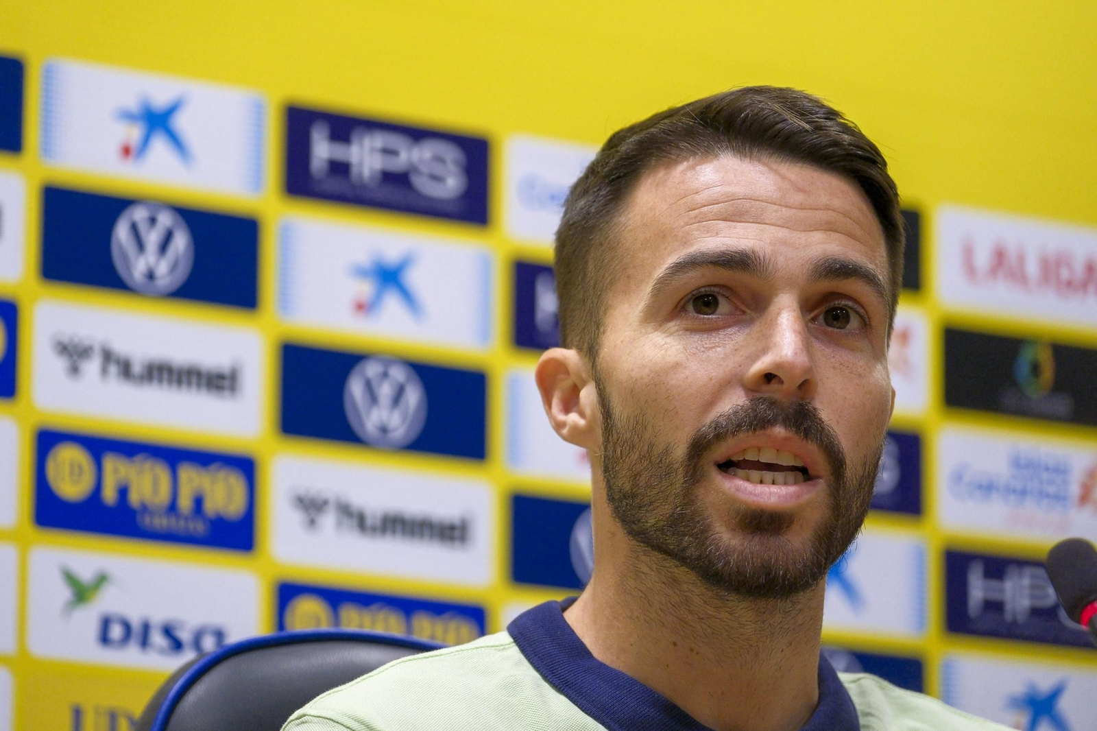 Kirian Rodríguez, capitán de Las Palmas, en una rueda de prensa