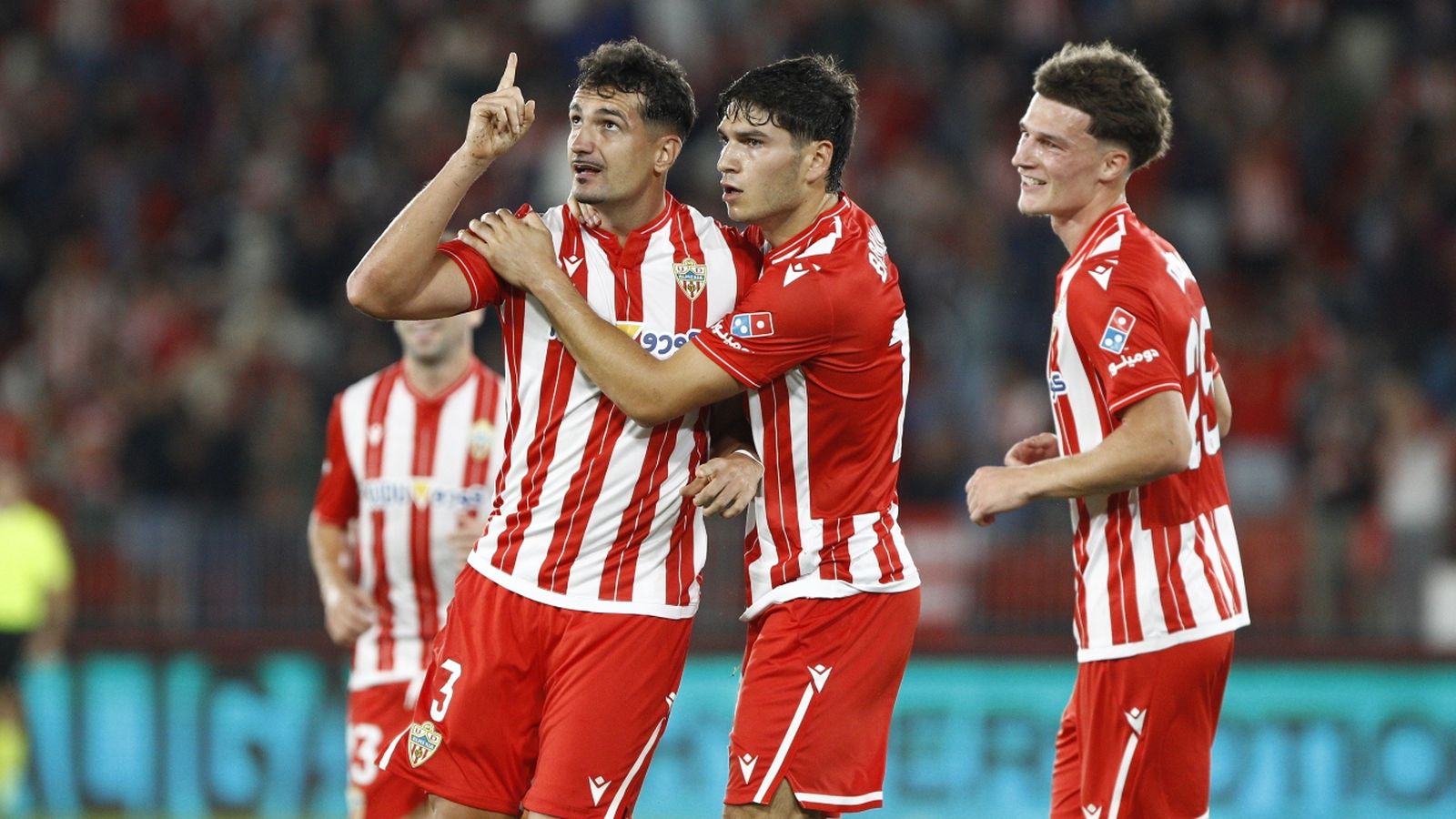 Álex Muñoz, Federico Bonini y Stefan Dzodic, tres jugadores de la actual plantilla almeriense.