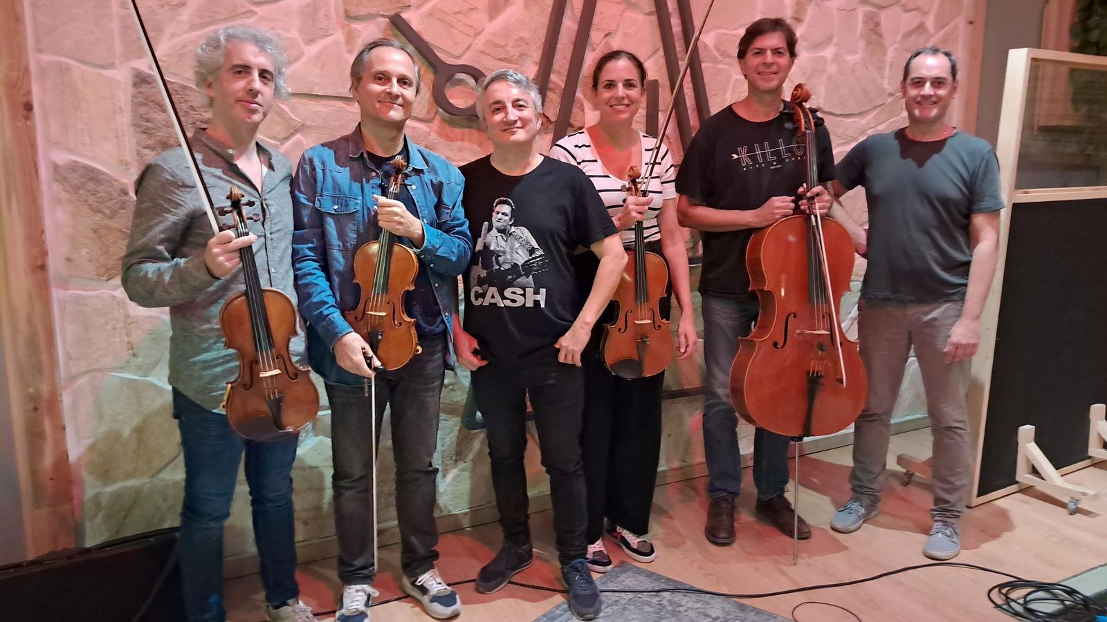 Maleso con el cuarteto de cuerda y su director