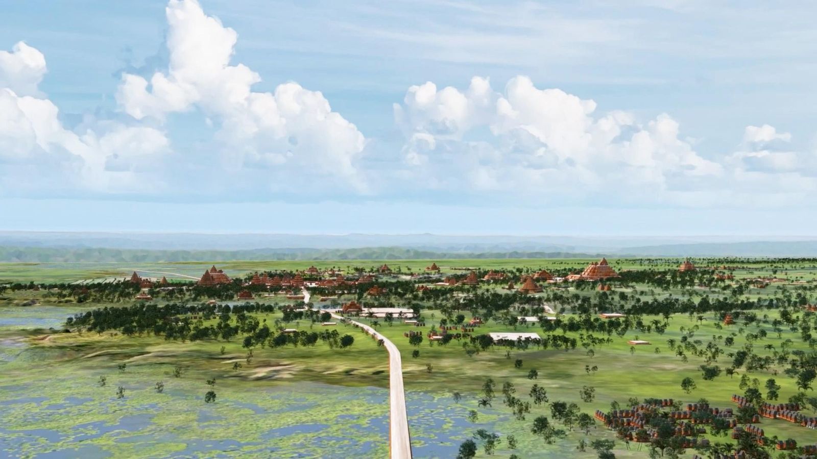 Imagen en 3D  realizada con un radar LiDAR, cedida por la Fundación FARES, del terreno de El Mirador, un asentamiento arqueológico de la civilización maya, en Guatemala.