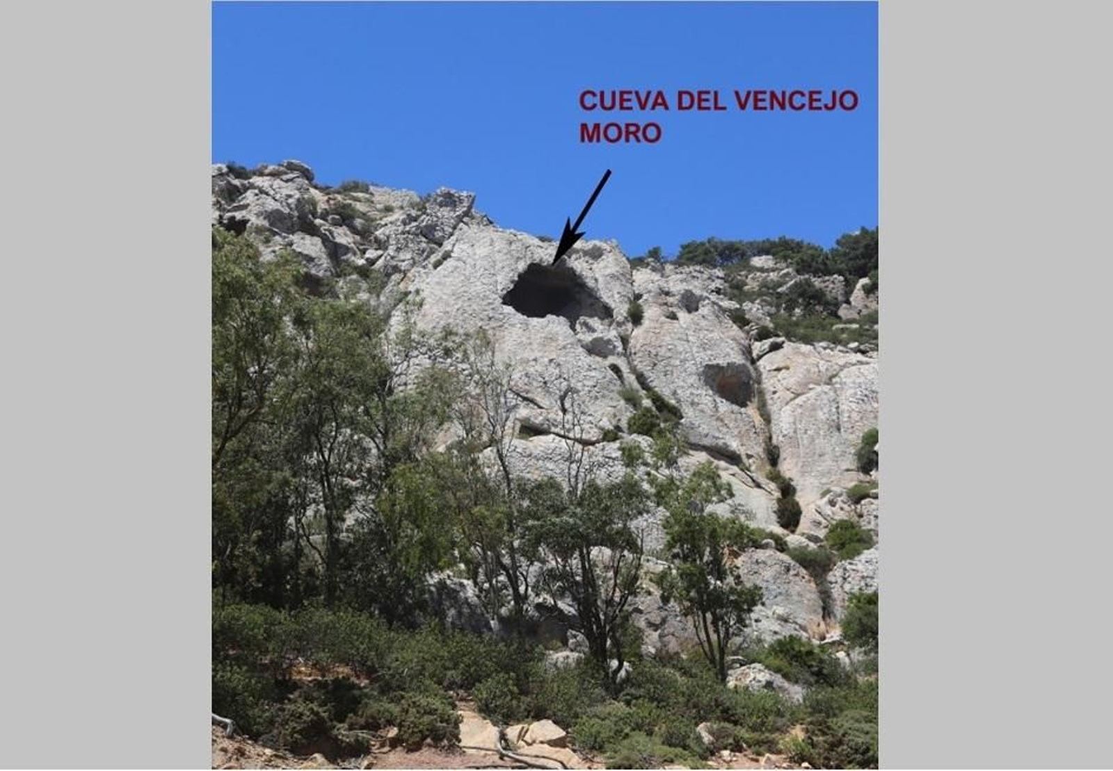 Vista de la cueva del Vencejo Moro, Tarifa (Cádiz).