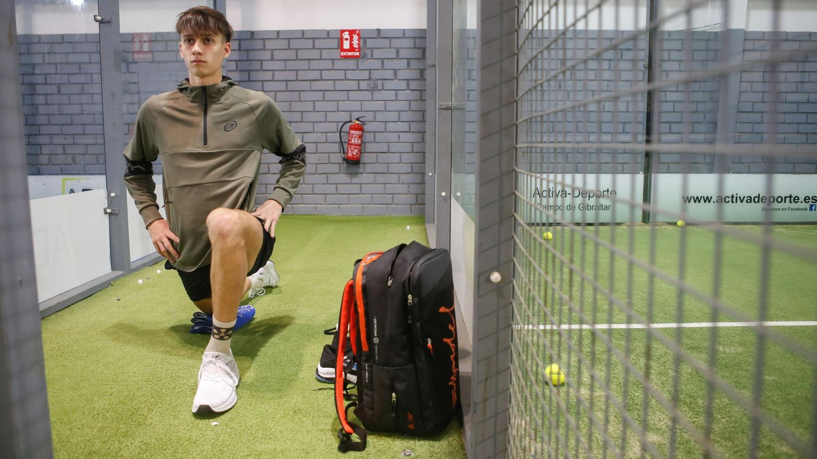 Dego García, durante un calentamiento