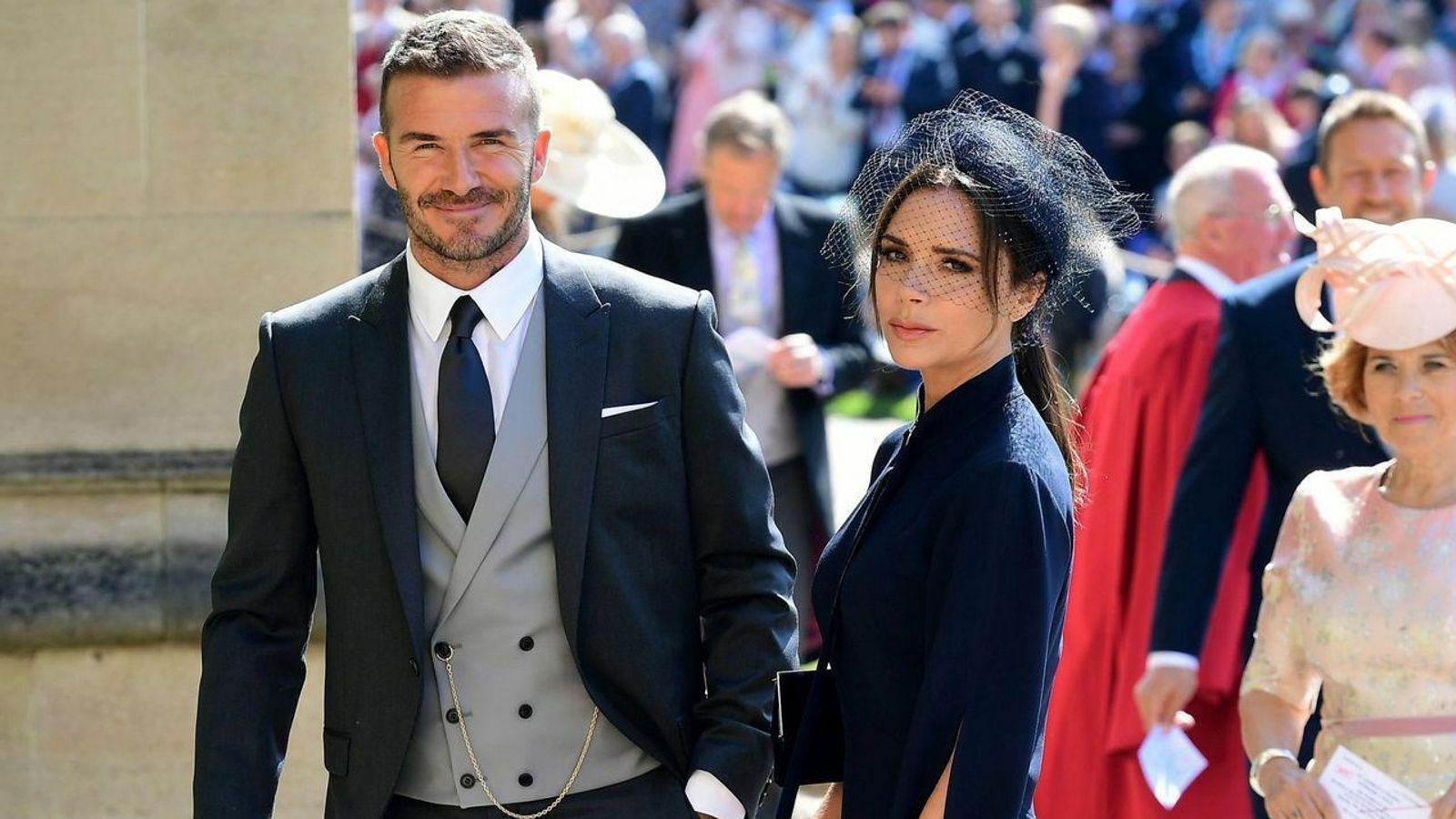 David y Victoria Beckham, en la boda del príncipe Enrique en mayo de 2018.