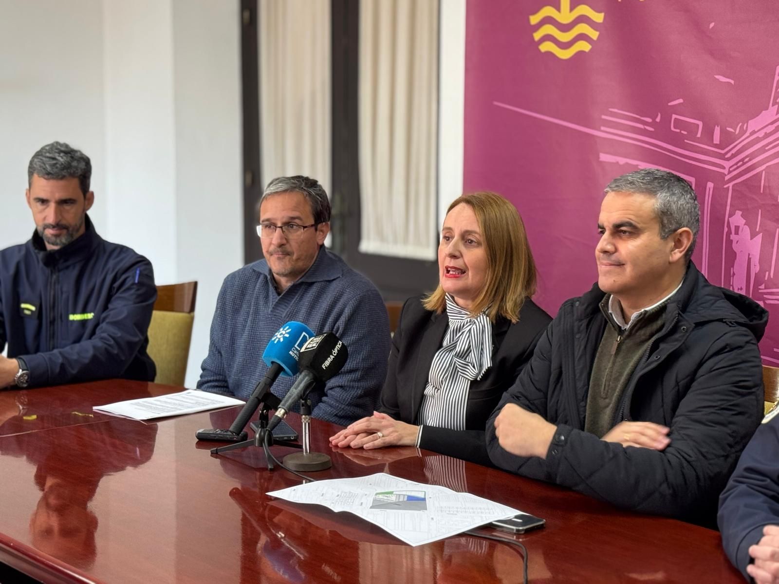Ramos, Montilla, Salvador y Ortiz en la presentación del proyecto de nuevo Parque de Bomberos
