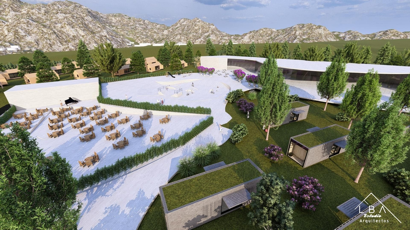 Bocetos digitales del futuro Eco Active Resort de Jaén.