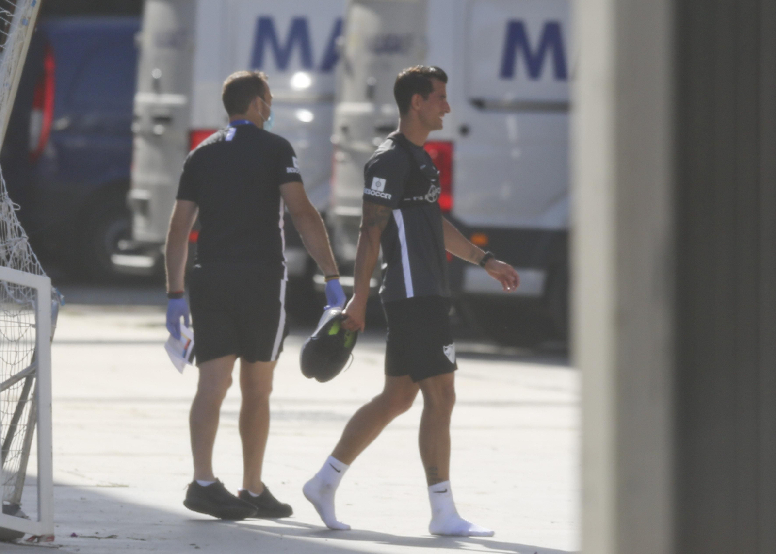 Luis Hernández, en La Rosaleda junto a Josemi.