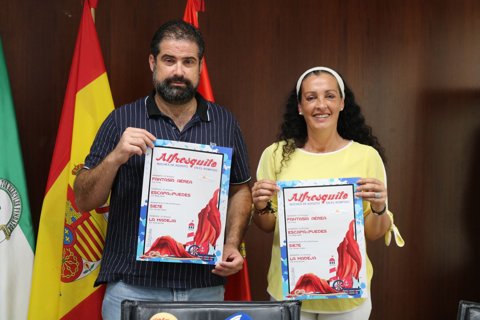 El alcalde de Cartaya, Manuel Barroso, y la concejal Isabel Orta.
