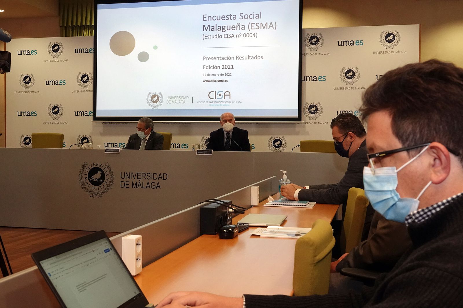 Salón de actos del rectorado de la Universidad de Málaga durante la presentación de la ESMA