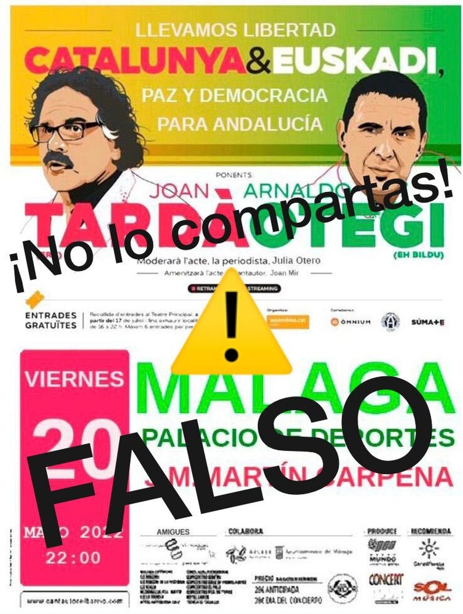 Cartel falso que circula por redes sociales.