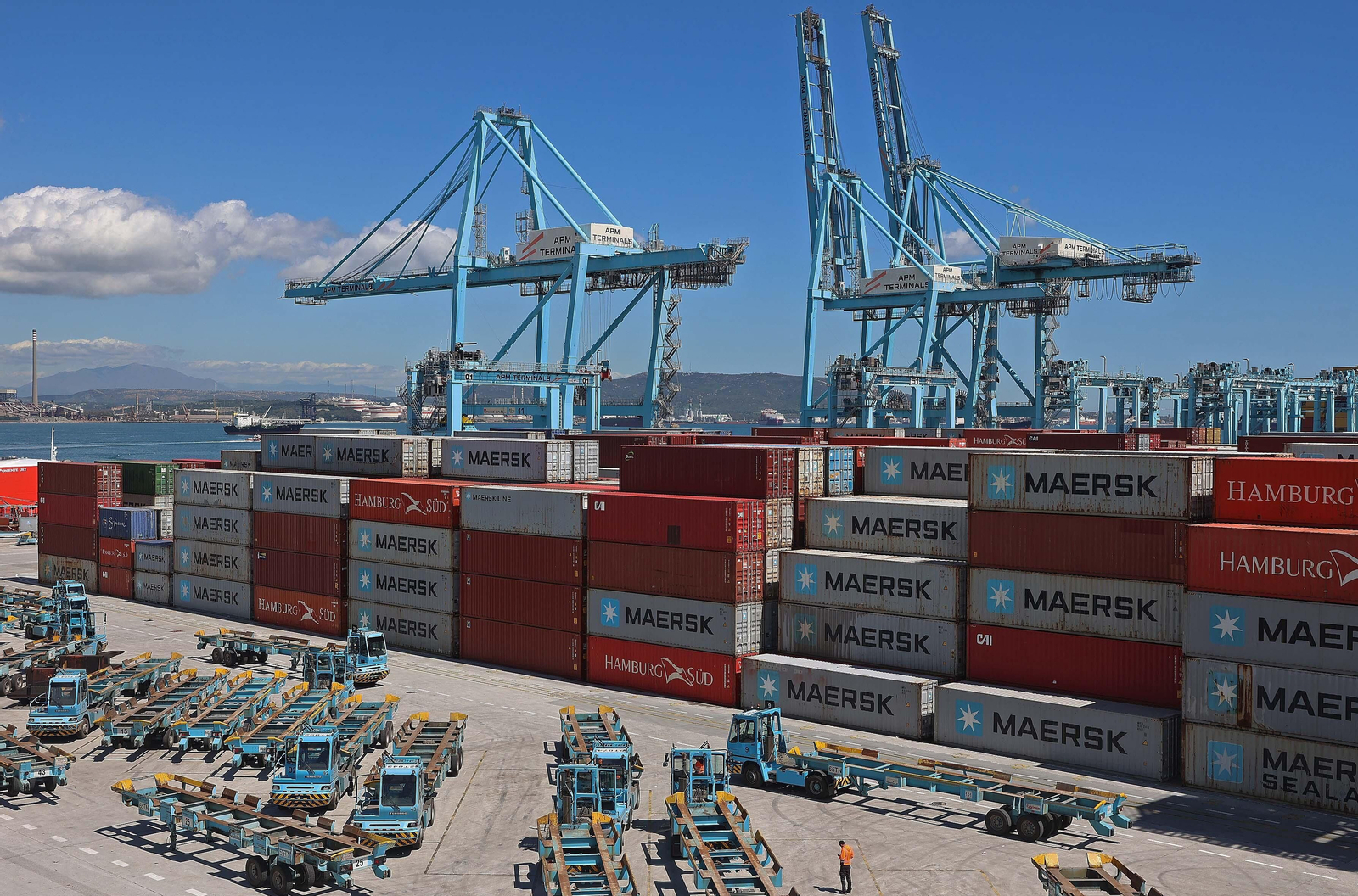 Imágenes de la protesta de la estiba por el sistema ETS en el puerto de Algeciras