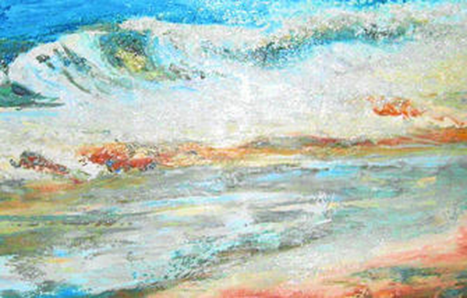 Mucho movimiento en esta marina de Isabel Vela, presente en la exposición.